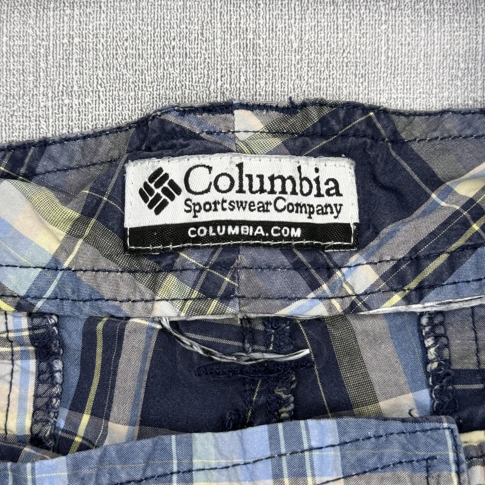Columbia Mens Cargo Shorts Size 40 Blue Plaid Cotton - Picture 8 of 8